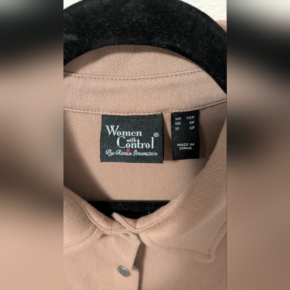 Woman With Control Tan Long Sleeve Shirt Dress - Picture 4 of 6